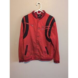 Blac Lacquer Men's XL Button Up Jacket Red Black Stripes Michael Jackson Style